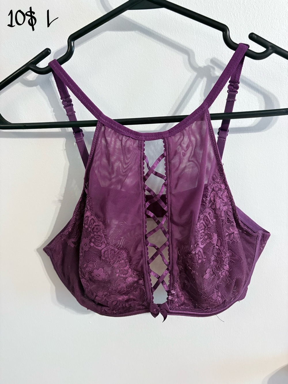 La Vie En Rose Purple Lace High-Neck Bralette